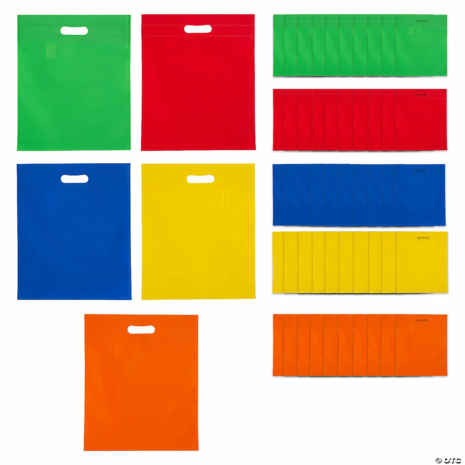 Best Pirce π― Bulk 12" x 14 1/2" Large Nonwoven Cutout Handle Tote Bag Assortment - 50 Pc. π