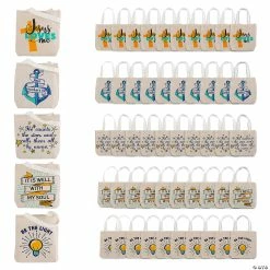 Deals 🔔 Bulk 8" x 8" Mini Religious Canvas Tote Bag Assortment - 50 Pc. 👍