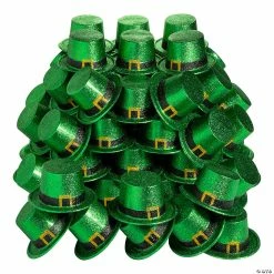Top 10 ✨ Bulk Green Glitter Leprechaun Top Hats - 72 Pc. 💯
