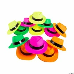 Cheapest 👍 Bulk Neon Fedora Hats - 48 Pc. 😀