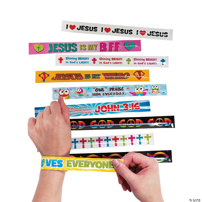 Promo π― Religious Slap Bracelet Assortment - 50 Pc. β